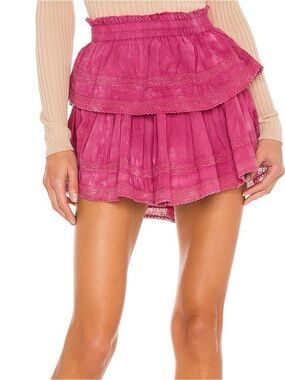 LoveShackFancy Pink Ruffle Mini Skirt